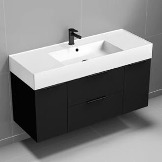 Bathroom Vanity 48 Inch Floating Black Bathroom Vanity, Modern Nameeks DERIN533